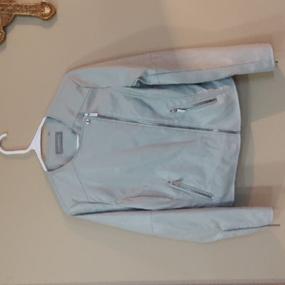 Faux gray leather jacket
